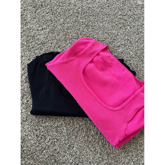 OQQ Ribbed Square Neck Long Sleeve Crop Top Set Activewear‎ Athleisure L - Picture 5 of 7